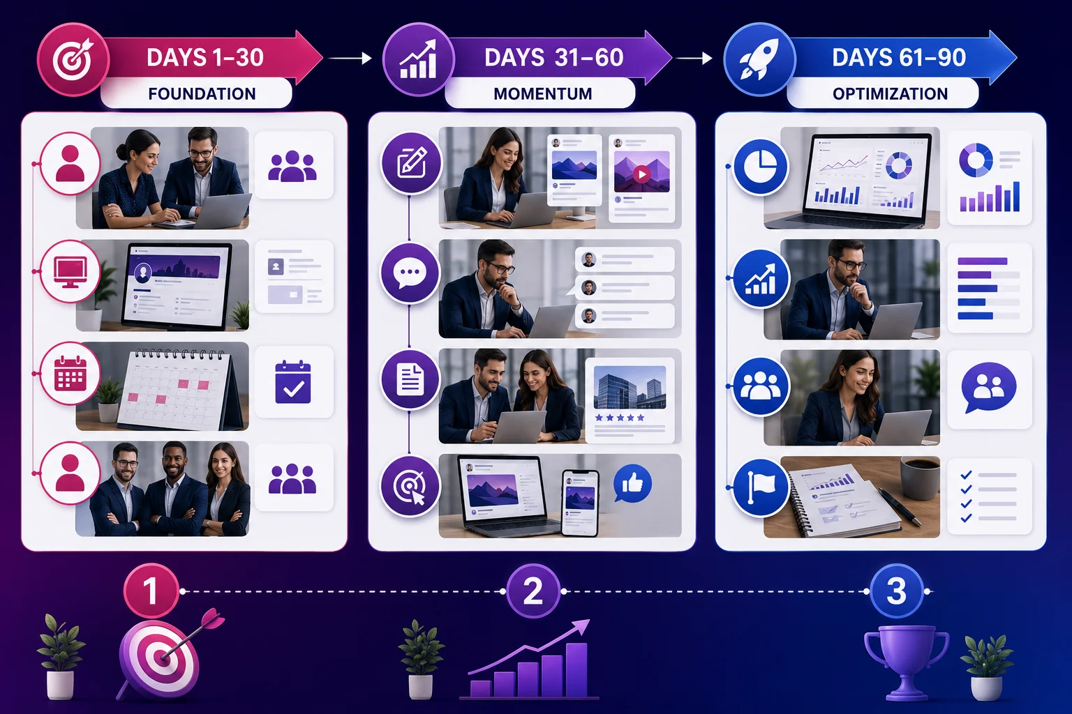 how to build a 90-day b2b social media rollout plan