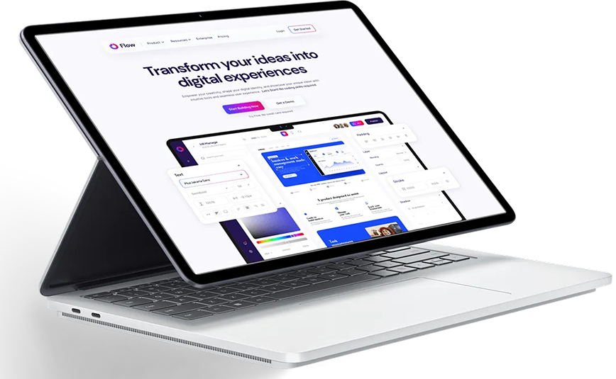 Laptop showcasing website design